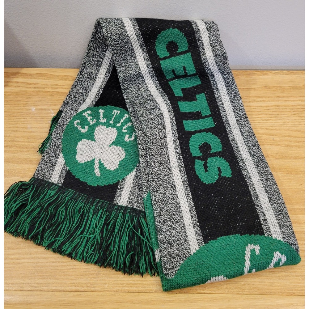 Boston Celtics NBA Knit Scarf FOCO Big Logo 58" Green Black Vintage Style